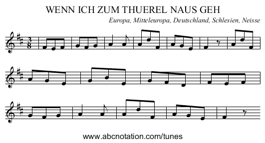 WENN ICH ZUM THUEREL NAUS GEH - staff notation