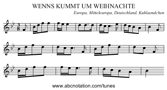 WENNS KUMMT UM WEIHNACHTE - staff notation