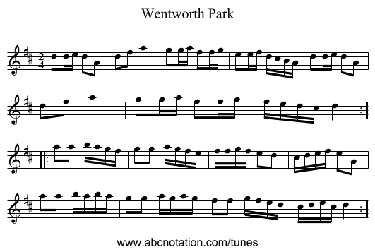 Wentworth Park - staff notation