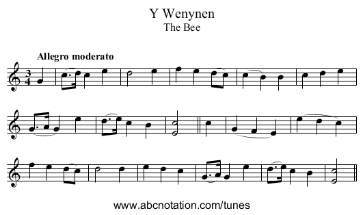 Wenynen, Y - staff notation