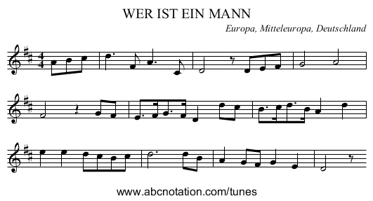 WER IST EIN MANN - staff notation
