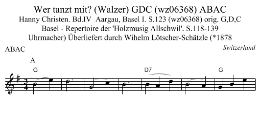 Wer tanzt mit? (Walzer) GDC (wz06368) ABAC - staff notation
