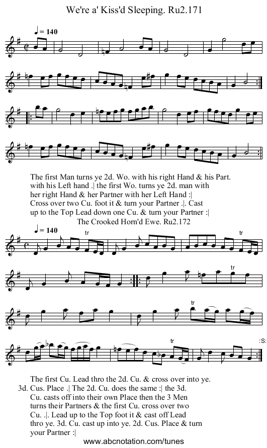 We're a' Kiss'd Sleeping. Ru2.171 - staff notation