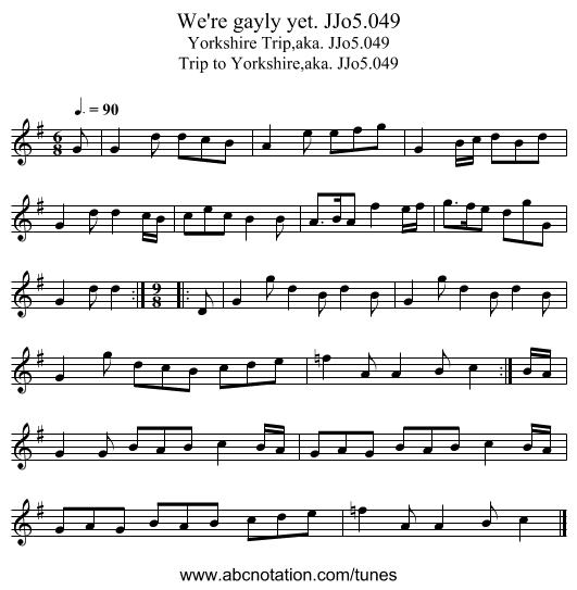 We're gayly yet. JJo5.049 - staff notation