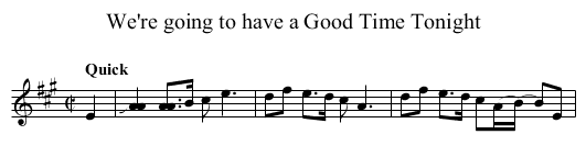 We're going to have a Good Time Tonight - staff notation