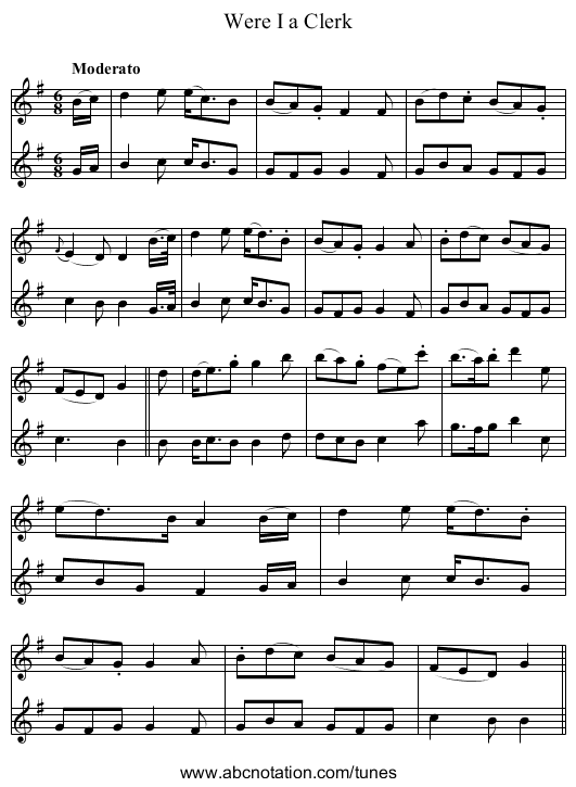 Were I a Clerk - staff notation