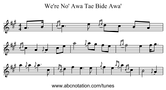We're No' Awa Tae Bide Awa' - staff notation