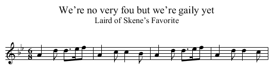 We’re no very fou but we’re gaily yet - staff notation