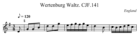 Wertenburg Waltz. CJF.141 - staff notation