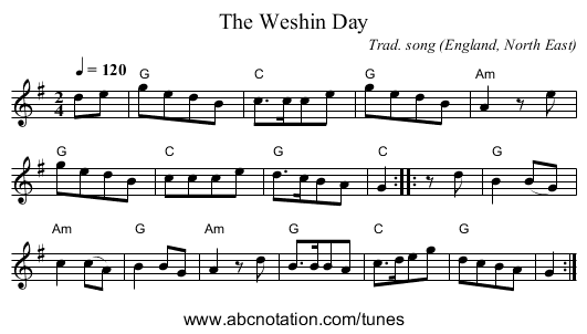 Weshin Day, The - staff notation