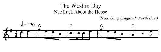 Weshin Day, The - staff notation