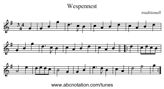 Wespennest - staff notation