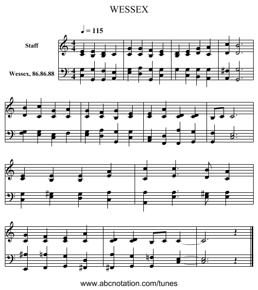 WESSEX - staff notation