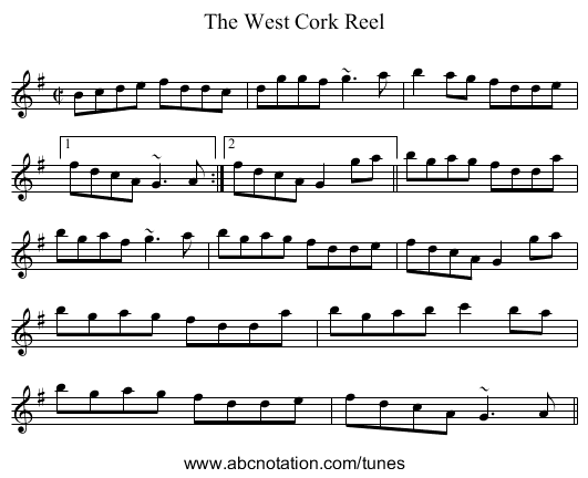 West Cork Reel, The - staff notation