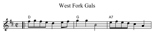 West Fork Gals - staff notation