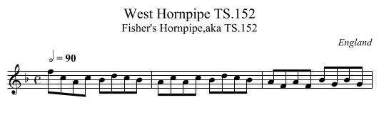 West Hornpipe TS.152 - staff notation