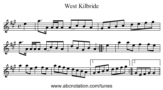 West Kilbride - staff notation