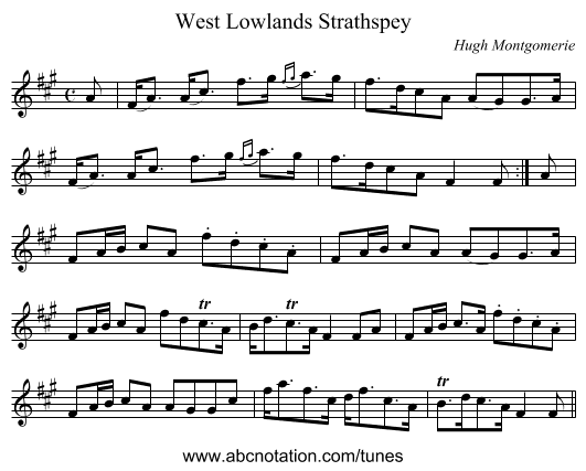 West Lowlands Strathspey - staff notation