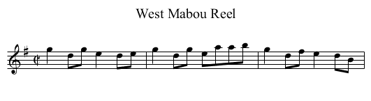 West Mabou Reel - staff notation