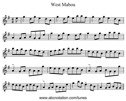 West Mabou - staff notation