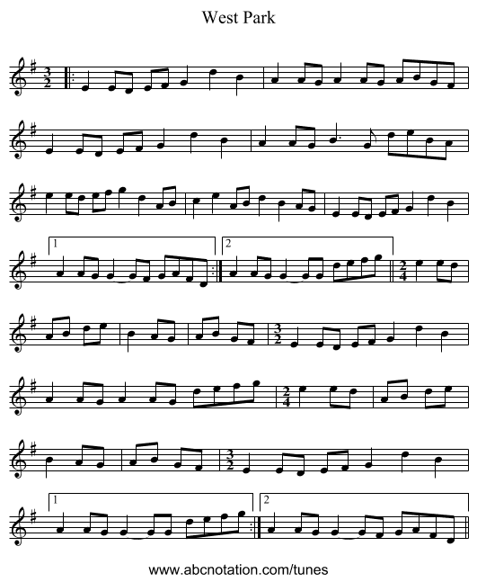 West Park - staff notation