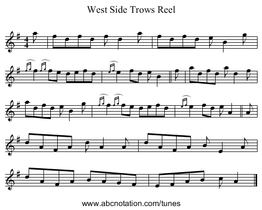 West Side Trows Reel - staff notation