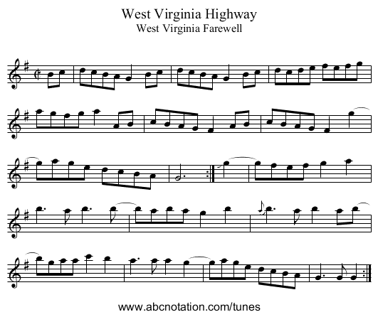 West Virginia Highway - staff notation