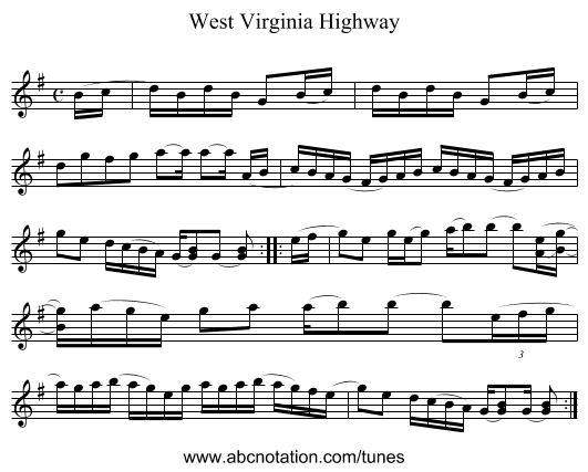 West Virginia Highway - staff notation