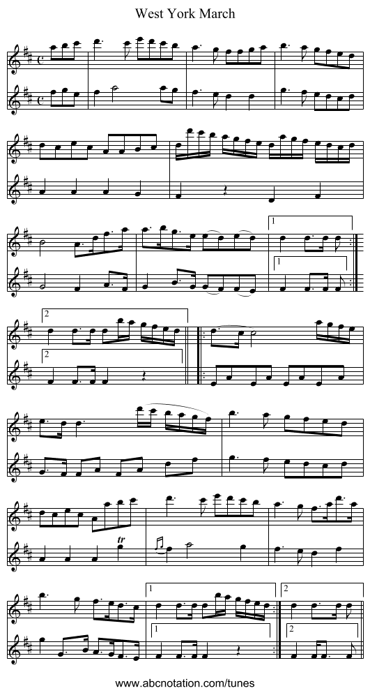 West York March - staff notation