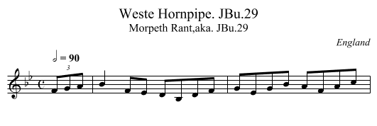 Weste Hornpipe. JBu.29 - staff notation
