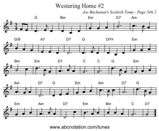 Westering Home #2 - staff notation