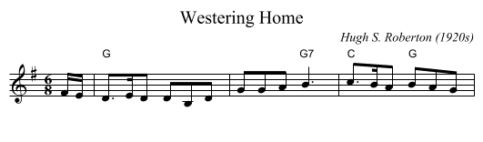 Westering Home - staff notation