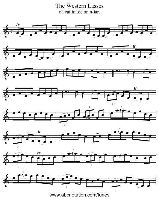 Western Lasses, The - staff notation