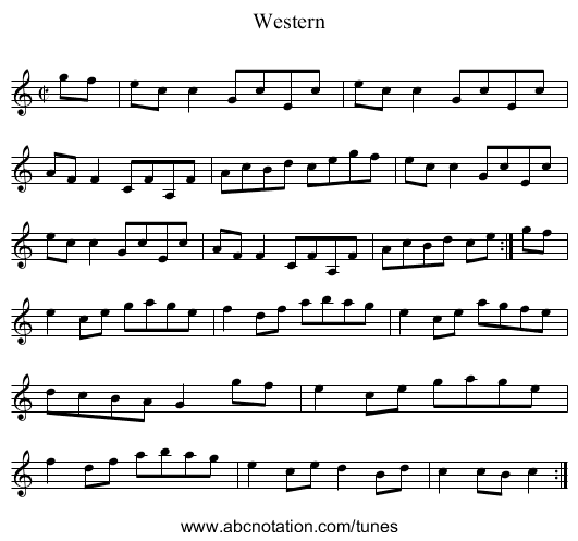 Western - staff notation