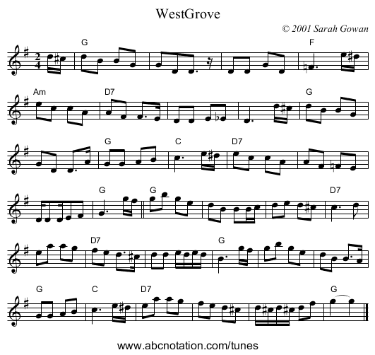 WestGrove - staff notation