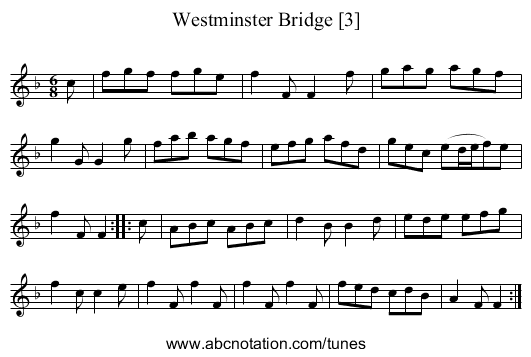 Westminster Bridge [3] - staff notation