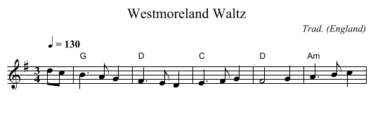 Westmoreland Waltz - staff notation