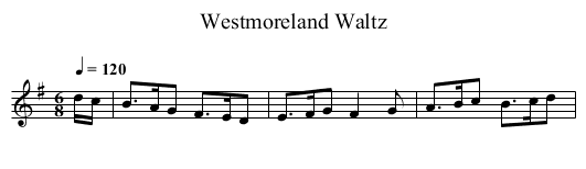 Westmoreland Waltz - staff notation