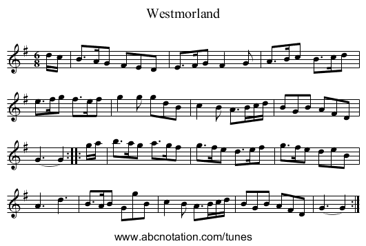 Westmorland - staff notation