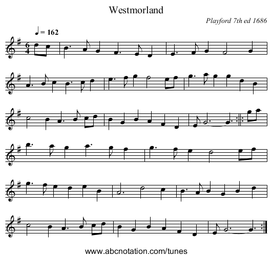 Westmorland - staff notation