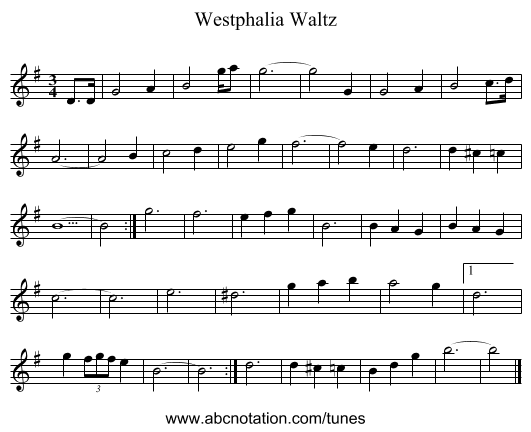 Westphalia Waltz - staff notation
