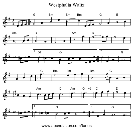 Westphalia Waltz - staff notation