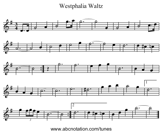 Westphalia Waltz - staff notation