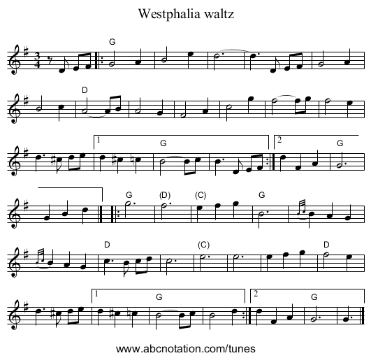 Westphalia waltz - staff notation