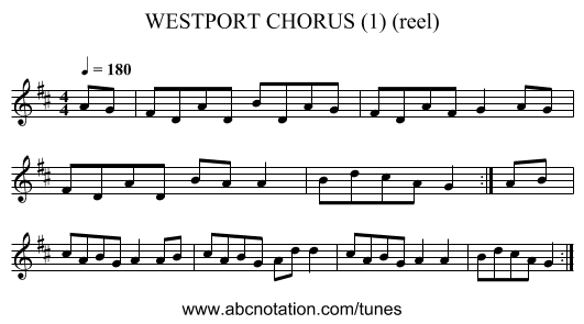 WESTPORT CHORUS (1) (reel) - staff notation