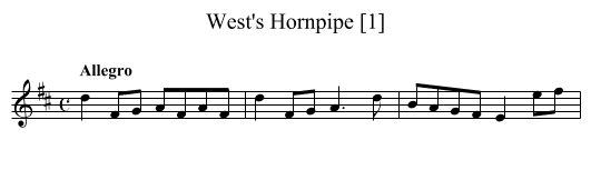 West's Hornpipe [1] - staff notation