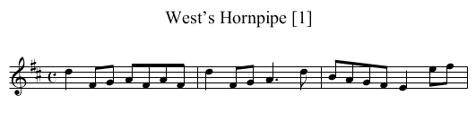 West’s Hornpipe [1] - staff notation
