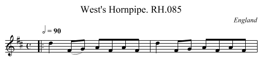 West's Hornpipe. RH.085 - staff notation