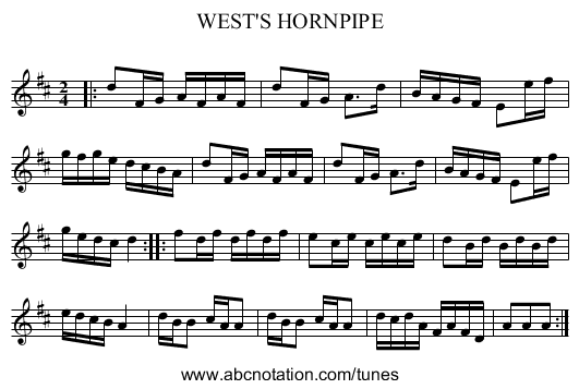 WEST'S HORNPIPE - staff notation