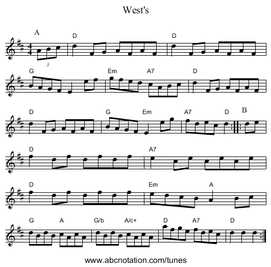 West's - staff notation